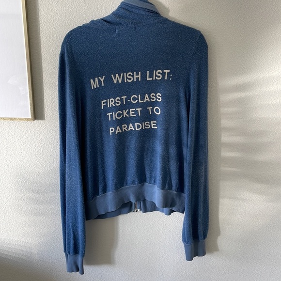 Wildfox Baggy Beach Zip Up Blue - My Wish List: First-Class Ticket to Paradise - Picture 3 of 4